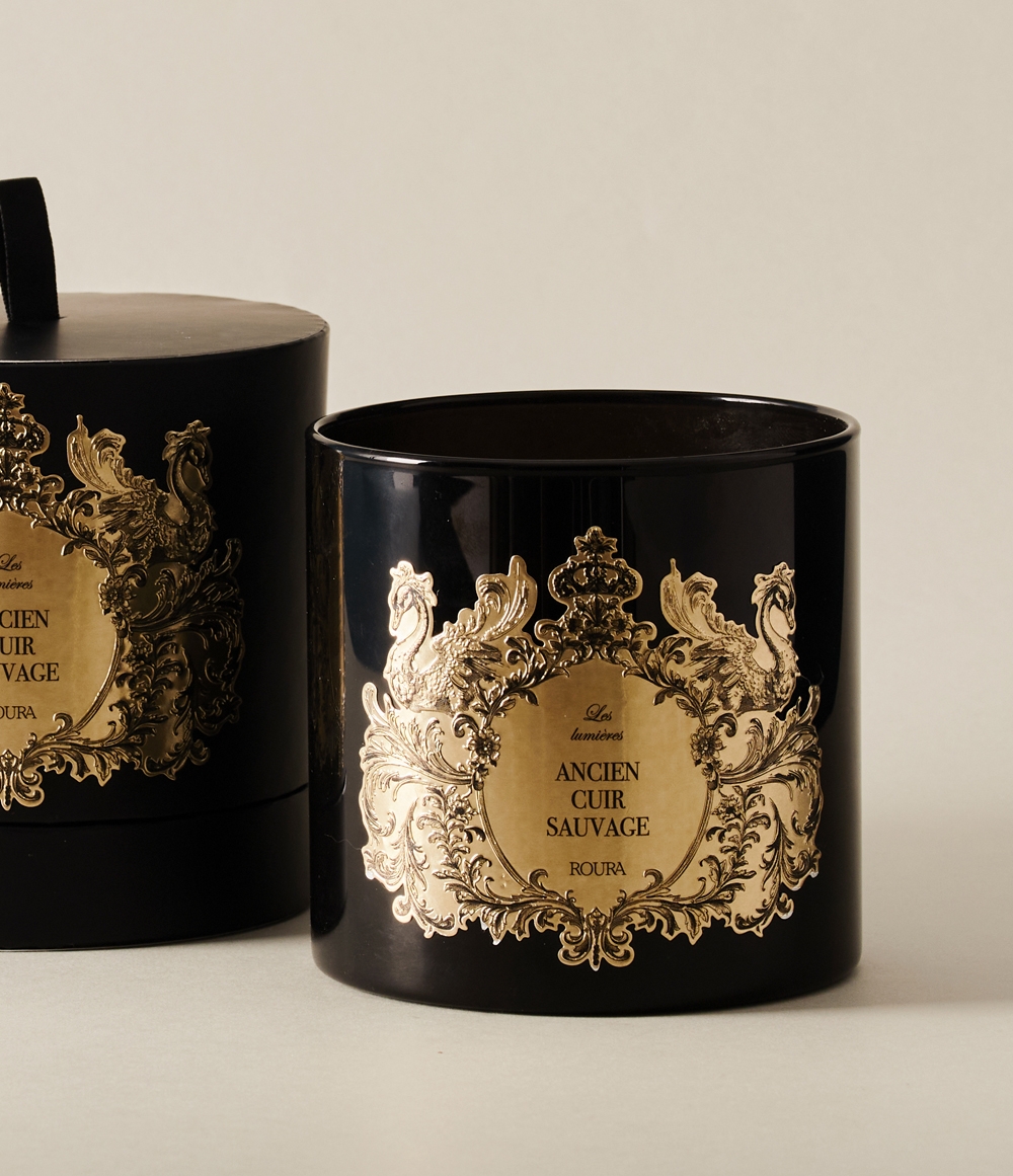 ANCIEN CUIR SAUVAGE. Glass three wicks / five wicks