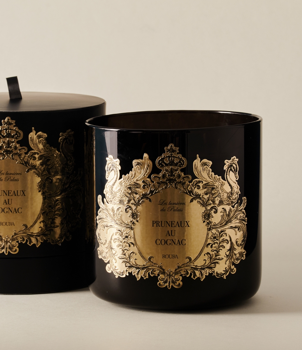 PRUNEAUX AU COGNAC. Glass three wicks / five wicks